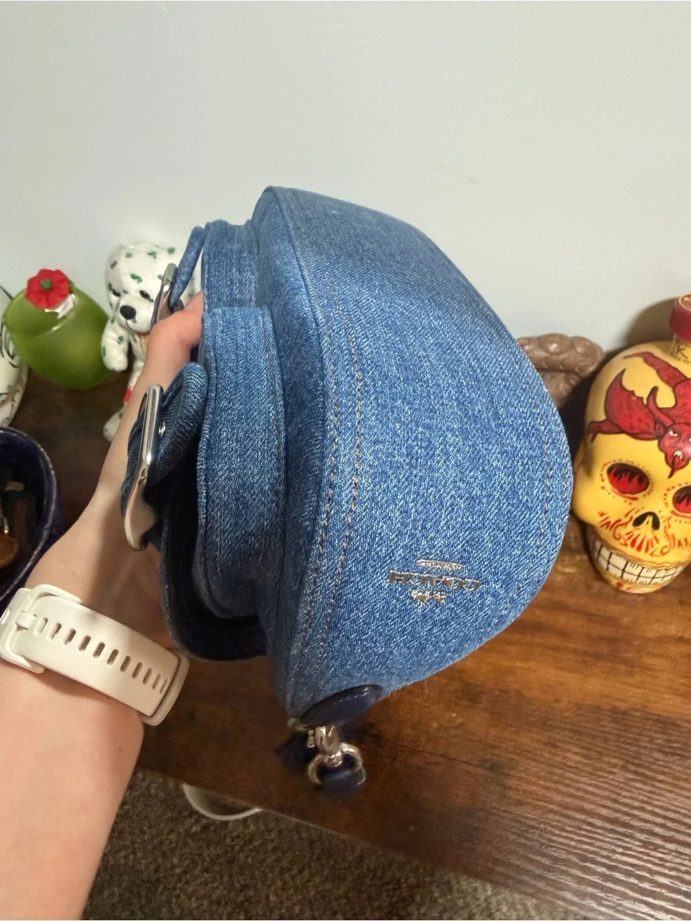 Coach Denim Ashton Buckle Shoulder Bag - Blue
